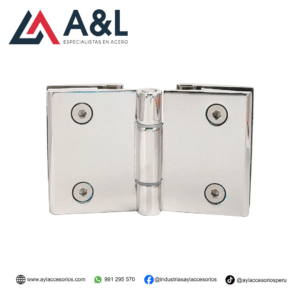 BISAGRA PLEGABLE DE ACERO PARA PUERTA DE DUCHA 180° GRADOS BRILLANTE - 2360
