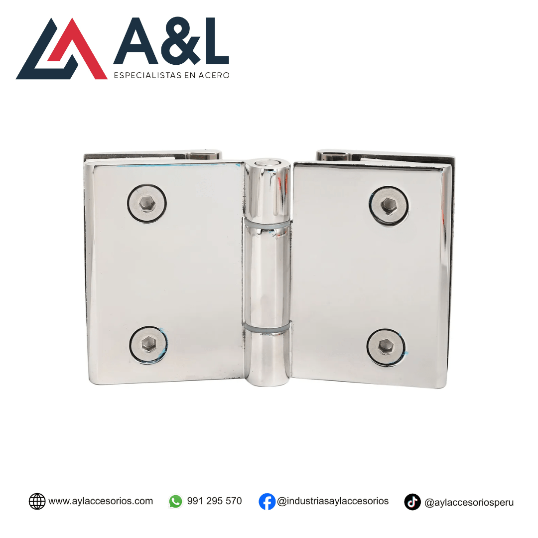 BISAGRA PLEGABLE DE ACERO PARA PUERTA DE DUCHA 180° GRADOS BRILLANTE - 2360