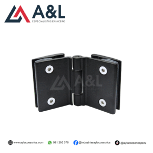 BISAGRA PLEGABLE DE ACERO PARA PUERTA DE DUCHA 180° GRADOS NEGRO MATE - 2360