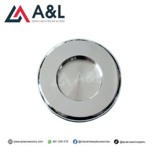 TIRADOR CIRCULAR DE ACERO BRILLANTE PARA MAMPARA - VIDRIO CON ENTALLE DE 65MM