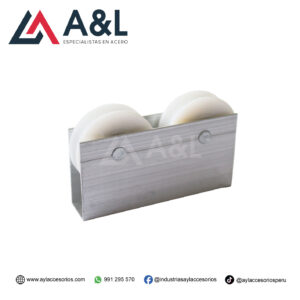GARRUCHA DOBLE DE MAMPARA - CASCO DE ALUMINIO CON RUEDAS BLANCAS