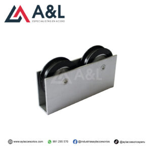 GARRUCHA DOBLE DE MAMPARA - CASCO DE ALUMINIO CON RUEDAS NEGRAS