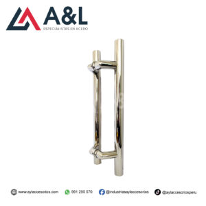 JALADOR DE ACERO BRILLANTE PARA PUERTA DE VIDRIO