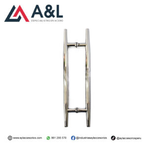 JALADOR CÓNICO DE ACERO BRILLANTE PARA PUERTA DE VIDRIO