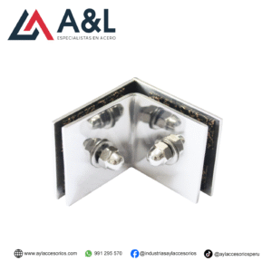 ACCESORIO DE UNIÓN PARA DOS VIDRIOS DE ACERO BRILLANTE - 5015