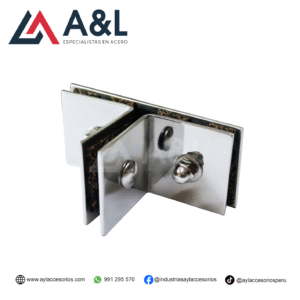 ACCESORIO DE UNIÓN PARA TRES VIDRIOS DE ACERO BRILLANTE - 5034