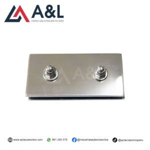 ACCESORIO DE UNIÓN PARA DOS VIDRIOS DE ACERO BRILLANTE - 5050