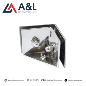 ACCESORIO DE UNIÓN DE DOS VIDRIOS CON FIJACIÓN AL MURO DE ACERO BRILLANTE - 5560