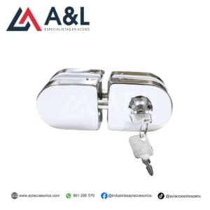 CERRADURA OVALADA DE ACERO BRILLANTE – FIJACIÓN VIDRIO A VIDRIO