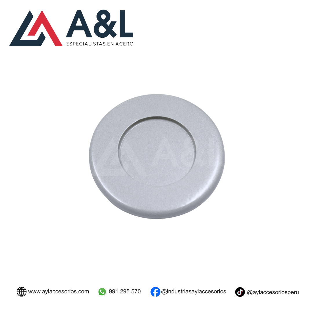 TIRADOR CIRCULAR DE ALUMINIO GRIS Y NEGRO PARA PEGAR AL VIDRIO