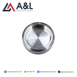 TIRADOR CIRCULAR ENROSCABLE DE ACERO BRILLANTE PARA VIDRIO CON ENTALLE DE 60MM